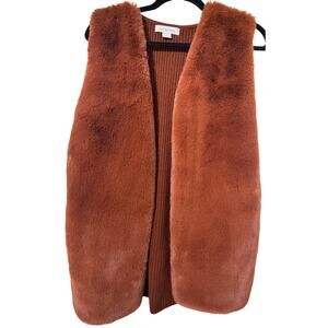 Liz Claiborne Faux Fur Vest Women's Large - Rust Color
